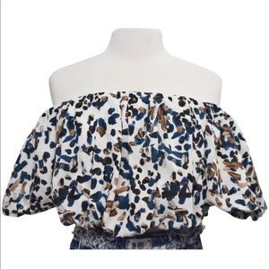 3.1 PHILLIP LIM Off Shoulder Patterned Crepe Top